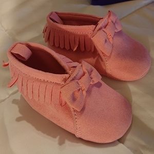 3-6 months cute pink baby mocassin shoes
